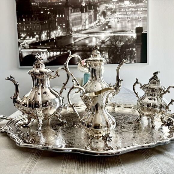 Vintage Reed & Barton 1795 Winthrop Large Coffee Tea Pot Silver Plated 13x11 in. - Picture 10 of 10